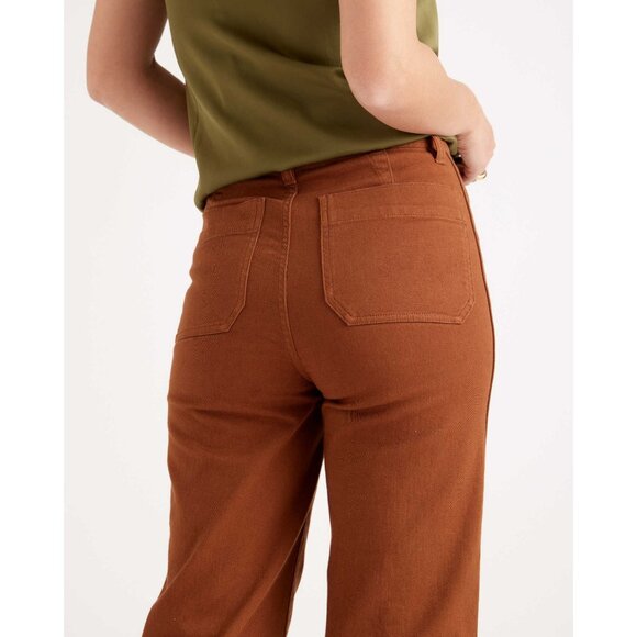 Quince Organic Stretch Cotton Twill Wide-Leg Crop Pants - Size 27 - Picture 2 of 2
